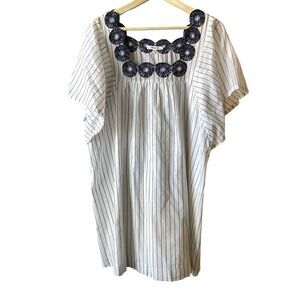 Madewell Embroidered Butterfly Dress in Stripe Women's Size XL